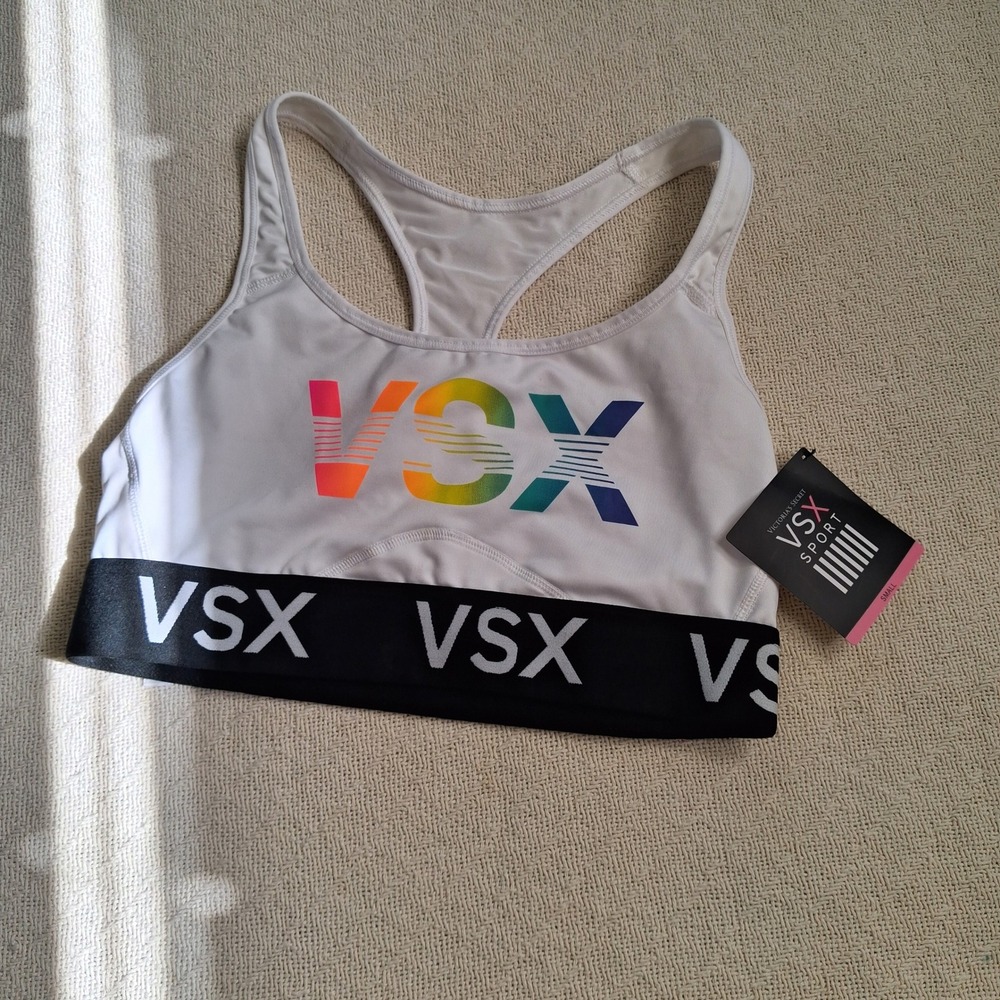 VSX the player racerback lightweight sports bra rainbow logo small victorias